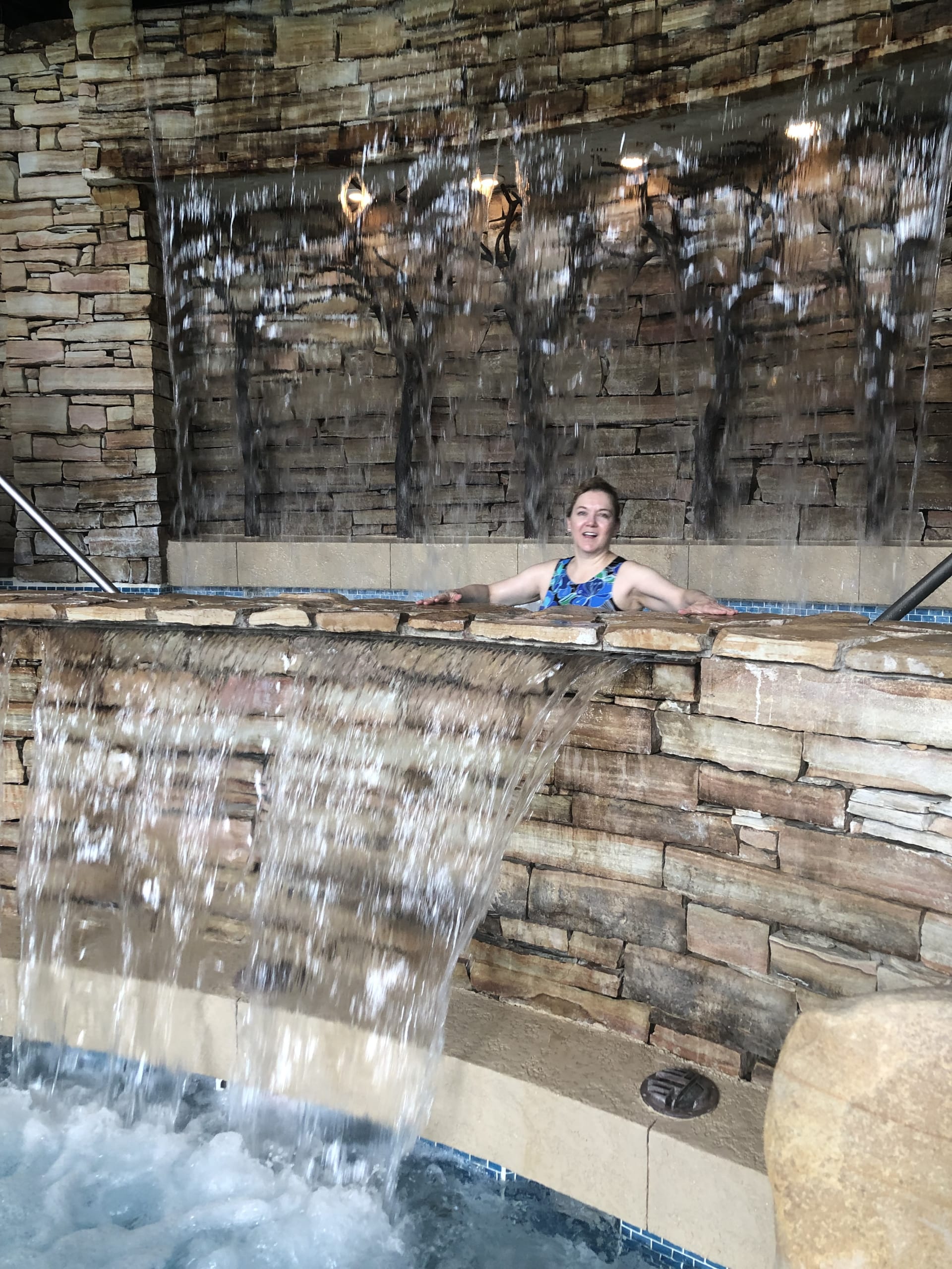Nancy Monson at Woodloch waterfall
